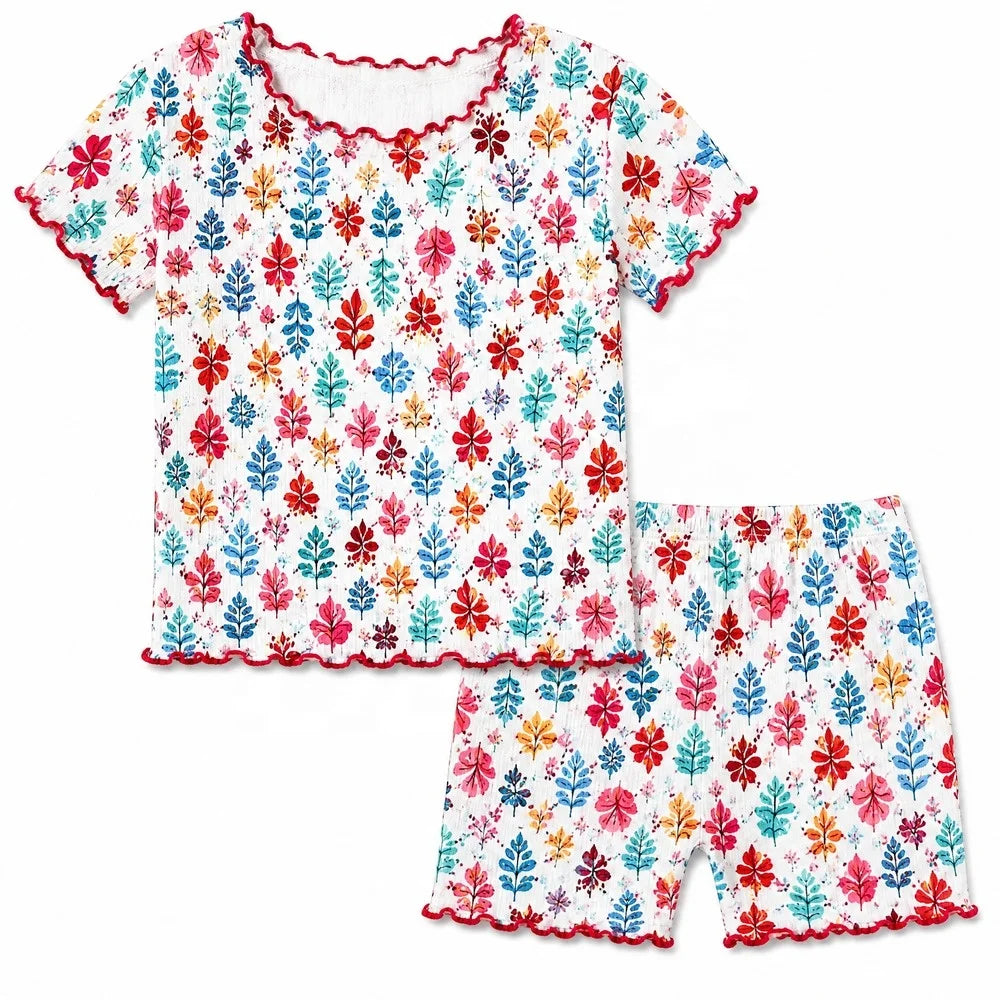 TomatoMaster Floral Bamboo Girls Short Sleeve Set, wholesale