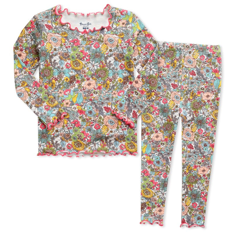 Shirring Floral Long Sleeve