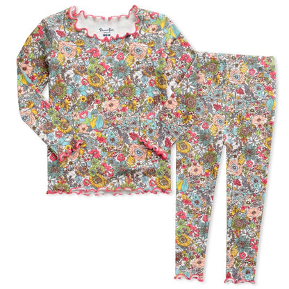 Shirring Floral Long Sleeve
