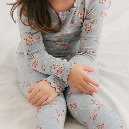 Shirring Flower Mint Long Sleeve